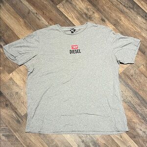 Diesel Gray Short Sleeve Crewneck Tee with Red Logo